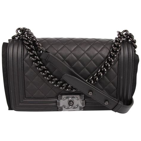 chanel matte black boy bag|chanel boy bag inside.